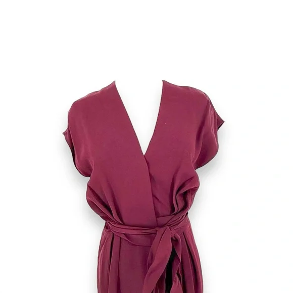 Reiss Burgundy Wrap Midi Dress Size 4 Classic Professional Designer - Picture 4 of 8
